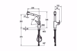 Bild von KWC DOMO Küche chromeline A 235 Hebelmischer Auszugbrause mit SprayClean bis 700 mm ausziehbar Spra, chromeline, flex-PEX 3/8",A235, Art.Nr. : 10.061.003.000FL