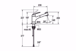 Bild von KWC DOMO Küche chromeline A 230 Hebelmischer Auszugbrause mit SprayClean bis 700 mm ausziehbar Spra, chromeline, flex-PEX 3/8", Art.Nr. : 10.061.033.000FL