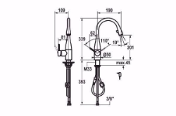 Bild von KWC EVE Küche edelstahl A 190 Hebelmischer Auszugauslauf verdeckt Neoperl Caché integrierter O, stahl, seitenbedient, flex-PEX 3/8", mit Steckernetzteil Z.635.582, Art.Nr. : 10.121.102.700FL