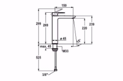 Bild von KWC ELLA Waschtisch chromeline A 150 Hebelmischer Auslauf fest Neoperl Perlator Shorty OptimalSp, chromeline, ohne Ablaufventil, flex-PEX 3/8", Art.Nr. : 12.381.092.000FL