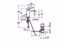 Bild von KWC ACTIVO Waschtisch chromeline A 100 Hebelmischer Auslauf fest Neoperl Perlator, chromeline, mit Ablaufventil, flex-PEX 3/8", Art.Nr. : 12.401.041.000FL