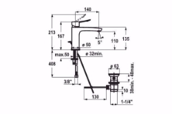 Bild von KWC ACTIVO Waschtisch chromeline A 140 Hebelmischer Auslauf fest Neoperl Perlator OptimalSpace -, chromeline, mit Ablaufventil, flex-PEX 3/8", Art.Nr. : 12.401.042.000FL