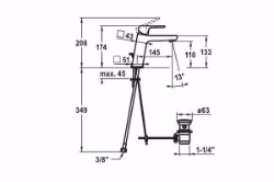 Bild von KWC MONTA Waschtisch chromeline A 145 Hebelmischer Auslauf fest Neoperl Perlator SSR, Schwenkstr, chromeline, ohne Ablaufventil, flex-PEX 3/8", Art.Nr. : 12.411.053.000FL