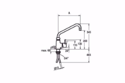 Bild von KWC GASTRO Grossküche chromeline A 300 Hebelmischer Schwenkauslauf 360° mit nachziehbarer Stopfbü, chromeline, 15mm Cu-R., Art.Nr. : 24.501.044.000