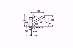 Bild von KWC INOX Küche edelstahl A 225 Hebelmischer Schwenkauslauf 160° Neoperl Cascade, stahl, flex-PEX 3/8", Art.Nr. : 10.271.023.700FL