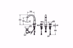 Bild von KWC ZOE Waschtisch chromeline A 150 Zweigriffmischer Schwenkauslauf 90° Neoperl Caché OptimalS, chromeline, ohne AV, 3-Loch, flex-PEX 3/8", Art.Nr. : 12.203.161.000FL