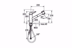 Bild von KWC INOX Küche edelstahl A 235 Hebelmischer Auszugbrause mit SprayClean bis 700 mm ausziehbar Spray, stahl, flex-PEX 3/8", Art.Nr. : 10.271.033.700FL