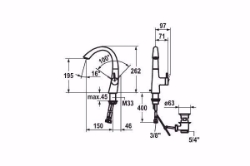 Bild von KWC ZOE Waschtisch chromeline A 150 Hebelmischer Schwenkauslauf 90° Neoperl Caché OptimalSpace, chromeline, ohne Ablaufventil, flex-PEX 3/8", Energie-Etikette A, Art.Nr. : 12.208.141.000FL