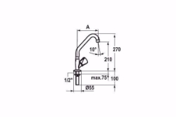 Bild von KWC STAR Zubehör chromeline A 150 Standventil Schwenkauslauf 90° Neoperl Cascade OptimalSpace , Chromeline 1/2", Art.Nr. : K.25.40.61.000A34