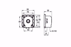 Bild von KWC BLUEBOX Unterputz-Einheit Anschlusswinkel, Roh, 1/2", Art.Nr. : 39.999.920.931