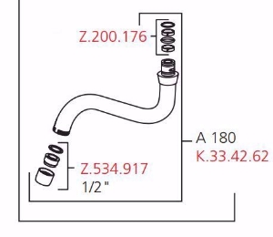 Bild von KWC GASTRO Auslauf WandA180, Chromeline 1/2" schwbar 180°, Art.Nr. : K.33.42.62.000