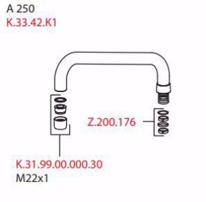 Bild von KWC GASTRO Schwenkauslauf A250, chromeline T215 1/2", Art.Nr. : K.33.42.K1.000