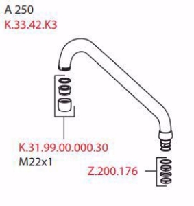 Bild von KWC GASTRO Schwenkauslauf A250, Chromeline T310 1/2", Art.Nr. : K.33.42.K3.000