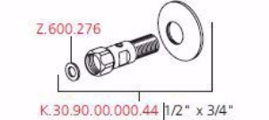 Bild von KWC Wandanschluss absperrbar 1/2"x3/4", L40mm, Art.Nr. : K.30.90.00.000.44