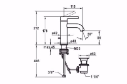 Bild von KWC BEVO Waschtisch CoolFix A 115, flexible Anschlussschläuche, mit Ablaufgarnitur, Art.Nr. : 12.421.031.000FL