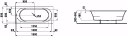 Bild von Laufen PRO - Badewanne, Einbauversion, rechteckig, aus Verbundwerkstoff Marbond, 1800 x 800 x 630,  Art.Nr. : H2409500000001