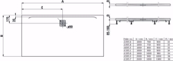 Bild von Laufen PRO - Duschwanne, aus Verbundwerkstoff Marbond, superflach, rechteckig, Ablauf an langer Seite, 2000 x 1000 x 35,  077, hellgrau matt , Art.Nr. : H2119570770001