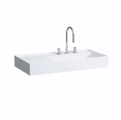 Bild von Laufen KARTELL BY LAUFEN - Waschtisch, Ablage links, mit verdecktem Ablauf, 900 x 460 x 120 400, LCC-weiss 1 Hahnloch/ohne Überlauf, Art.Nr. : H8103394001111