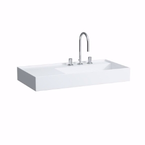 Bild von Laufen KARTELL BY LAUFEN - Waschtisch, Ablage links, mit verdecktem Ablauf, 900 x 460 x 120 759, grau matt 1 Hahnloch/ohne Überlauf, Art.Nr. : H8103397591111