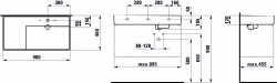 Bild von Laufen KARTELL BY LAUFEN - Waschtisch, Ablage links, mit verdecktem Ablauf, 900 x 460 x 120 400, LCC-weissohne Hahnloch/ohne Überlauf, Art.Nr. : H8103394001121