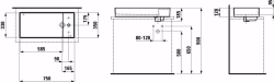 Bild von Laufen KARTELL BY LAUFEN - Waschtisch-Schale mit Armaturenbank, mit verdecktem Ablauf, 750 x 350 x 120 757, weiss matt 1 Hahnloch/ohne Überlauf, Art.Nr. : H8123327571111