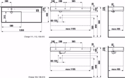 Bild von Laufen KARTELL BY LAUFEN - Waschtisch, Ablage rechts, mit verdecktem Ablauf, 1200 x 460 x 120 020, schwarz 1 Hahnloch/ohne Überlauf, Art.Nr. : H8133320201111