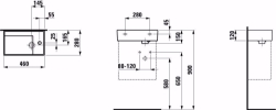 Bild von Laufen KARTELL BY LAUFEN - Handwaschbecken, Armaturenbank rechts, mit verdecktem Ablauf, 460 x 280 x 120 020, schwarzohne Hahnloch/ohne Überlauf, Art.Nr. : H8153340201121