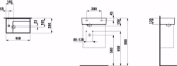 Bild von Laufen KARTELL BY LAUFEN - Handwaschbecken, Armaturenbank links, mit verdecktem Ablauf, 460 x 280 x 120 400, LCC-weiss 1 Hahnloch/ohne Überlauf, Art.Nr. : H8153354001111