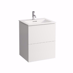 Bild von Laufen KARTELL BY LAUFEN - Komplettset 600 mm, Waschtisch 'slim' mit Waschtischunterbau mit 2 Schubladen, inkl. Schubladen-Ordnungssystem, 600 x 500 x 725, 1 Hahnloch 640, weiss matt, Art.Nr. : H8603336401041