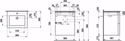 Bild von Laufen KARTELL BY LAUFEN - Komplettset 600 mm, Waschtisch 'slim' mit Waschtischunterbau mit 2 Schubladen, inkl. Schubladen-Ordnungssystem, 600 x 500 x 725, 1 Hahnloch 640, weiss matt, Art.Nr. : H8603336401041