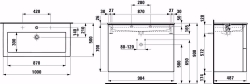 Bild von Laufen KARTELL BY LAUFEN - Komplettset 1000 mm, Waschtisch 'slim' mit Waschtischunterbau mit 2 Schubladen, inkl. Schubladen-Ordnungssystem, 1000 x 500 x 725, 1 Hahnloch 642, Schiefergrau matt, Art.Nr. : H8603376421041