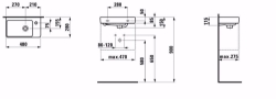 Bild von Laufen Pro S - Handwaschbecken, Armaturenbank rechts, 480 x 280 x 150, 400, LCC-weiss, 1 Hahnloch, Art.Nr. : H8159544001041