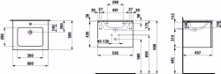 Bild von Laufen Pro S - Komplettset 600 mm, Waschtisch 'slim' mit Waschtischunterbau 'Pro' mit Schublade, 600 x 500 x 440, 423, wenge, 1 Hahnloch, Art.Nr. : H8609614231041