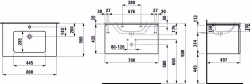 Bild von Laufen Pro S - Komplettset 800 mm, Waschtisch 'slim' mit Waschtischunterbau 'Pro' mit Schublade, 800 x 500 x 440, 423, wenge, 1 Hahnloch, Art.Nr. : H8609634231041