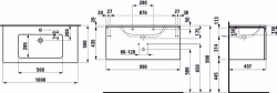 Bild von Laufen Pro S - Komplettset 1000 mm, Waschtisch 'slim' mit Waschtischunterbau 'Pro' mit Schublade, 1000 x 500 x 440, 423, wenge, 1 Hahnloch, Art.Nr. : H8609654231041