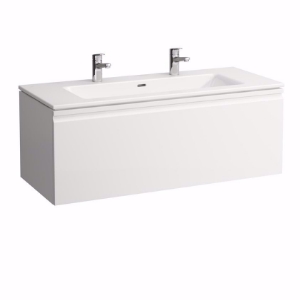 Bild von Laufen Pro S - Komplettset 1200 mm, Waschtisch 'slim' mit Waschtischunterbau 'Pro' mit Schublade, 1200 x 500 x 460, 463, weiss, 2 Hahnlöcher, Art.Nr. : H8609674631071