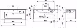 Bild von Laufen Pro S - Komplettset 1200 mm, Waschtisch 'slim' mit Waschtischunterbau 'Pro' mit Schublade, 1200 x 500 x 460, 475, weiss hochglanz, 2 Hahnlöcher, Art.Nr. : H8609674751071