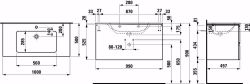 Bild von Laufen Pro S - Komplettset 1000 mm, Waschtisch 'slim' mit Waschtischunterbau 'Pro' mit 2 Schubladen, inkl. Schubladen-Ordnungssystem, 1000 x 500 x 545, 463, weiss, 1 Hahnloch, Art.Nr. : H8619654631041