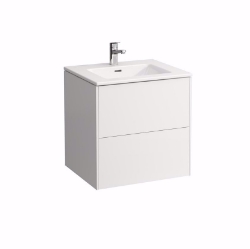 Bild von Laufen Pro S - Komplettset 600 mm, Waschtisch 'slim' mit Waschtischunterbau 'Base' mit 2 Schubladen, inkl. Schubladen-Ordnungssystem, 600 x 500 x 610, 261, weiss hochglanz, 1 Hahnloch, Art.Nr. : H8649602611041