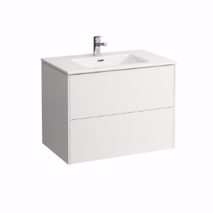 Bild von Laufen Pro S - Komplettset 800 mm, Waschtisch 'slim' mit Waschtischunterbau 'Base' mit 2 Schubladen, inkl. Schubladen-Ordnungssystem, 800 x 500 x 610, 260, weiss matt, 1 Hahnloch, Art.Nr. : H8649612601041