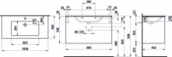 Bild von Laufen Pro S - Komplettset 1000 mm, Waschtisch 'slim' mit Waschtischunterbau 'Base' mit 2 Schubladen, inkl. Schubladen-Ordnungssystem, 1000 x 500 x 610, 263, ulme dunkelbraun, 1 Hahnloch, Art.Nr. : H8649622631041