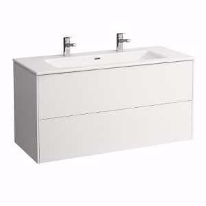 Bild von Laufen Pro S - Komplettset 1200 mm, Waschtisch 'slim' mit Waschtischunterbau 'Base' mit 2 Schubladen, inkl. Schubladen-Ordnungssystem, 1200 x 500 x 610, 260, weiss matt, 1 Hahnloch, Art.Nr. : H8649632601041