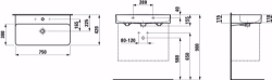 Bild von Laufen VAL - Waschtisch VAL 75X42 WEISS, 000 weiss, 3 Hahnlöcher, 750 x 420 x 115, Art.Nr. : H8102850001081