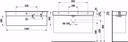 Bild von Laufen VAL - Doppelwaschtisch VAL 120X42 WEISS, 000 weiss, 1 Hahnloch, 1200 x 408 x 155, Art.Nr. : H8102890001041