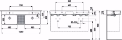 Bild von Laufen VAL - Doppelwaschtisch, mit Halbnasszone, 757 weiss matt, 1 Hahnloch, 1200 x 420 x 155, Art.Nr. : H8142827571041