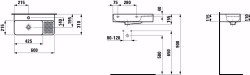 Bild von Laufen VAL - Waschtisch 'compact', mit Halbnasszone rechts, 000 weiss, 1 Hahnloch, 600 x 310 x 155, Art.Nr. : H8152850001041