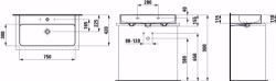 Bild von Laufen VAL - Aufsatz-Waschtisch, 757 weiss matt, 3 Hahnlöcher, 750 x 420 x 115, Art.Nr. : H8162857571081