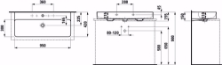 Bild von Laufen VAL - Aufsatz-Waschtisch, 757 weiss matt, 2 Hahnlöcher, 950 x 420 x 115, Art.Nr. : H8162877571071