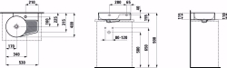 Bild von Laufen VAL - Aufsatz-Waschtisch, mit Halbnasszone bzw. Hahnlochbank, 400 LCC-weiss, 1 Hahnloch rechts, 530 x 400 x 155, Art.Nr. : H8162884001061