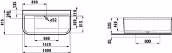 Bild von Laufen SONAR - Badewanne, aus Mineralgusswerkstoff Sentec, wandangebunden, mit Armaturenbank, mit integriertem Überlauf, 000 weiss, 1595 x 760 x 510, Art.Nr. : H2203470000001